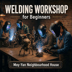 Women learning to weld with proper safety gear in a supervised workshop